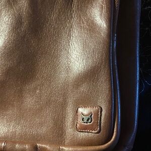 Brown Leather Bag with Owl Logo